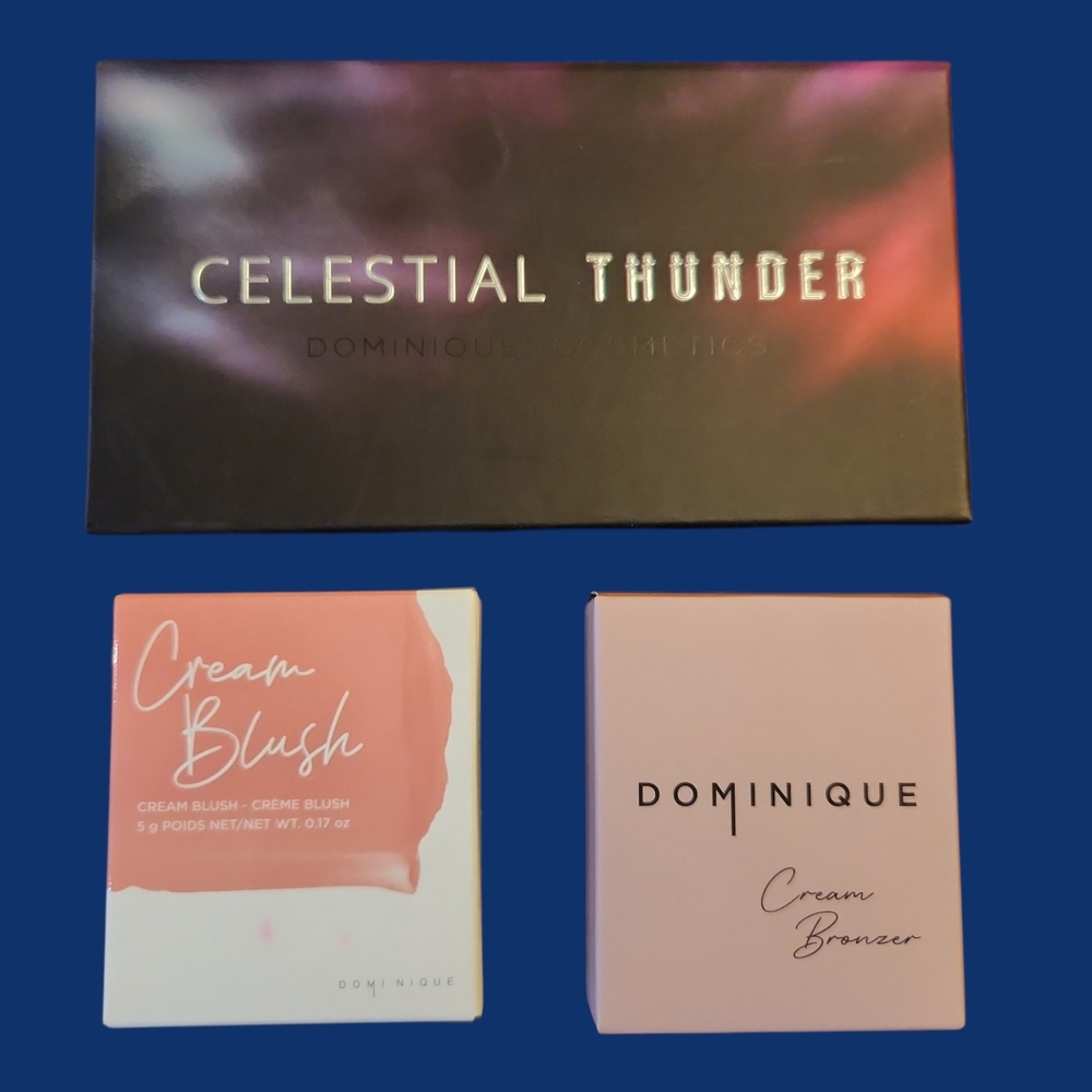 New! Dominique Cosmetics Celestial Thunder Palette and Cream Blush & Bronzer Set